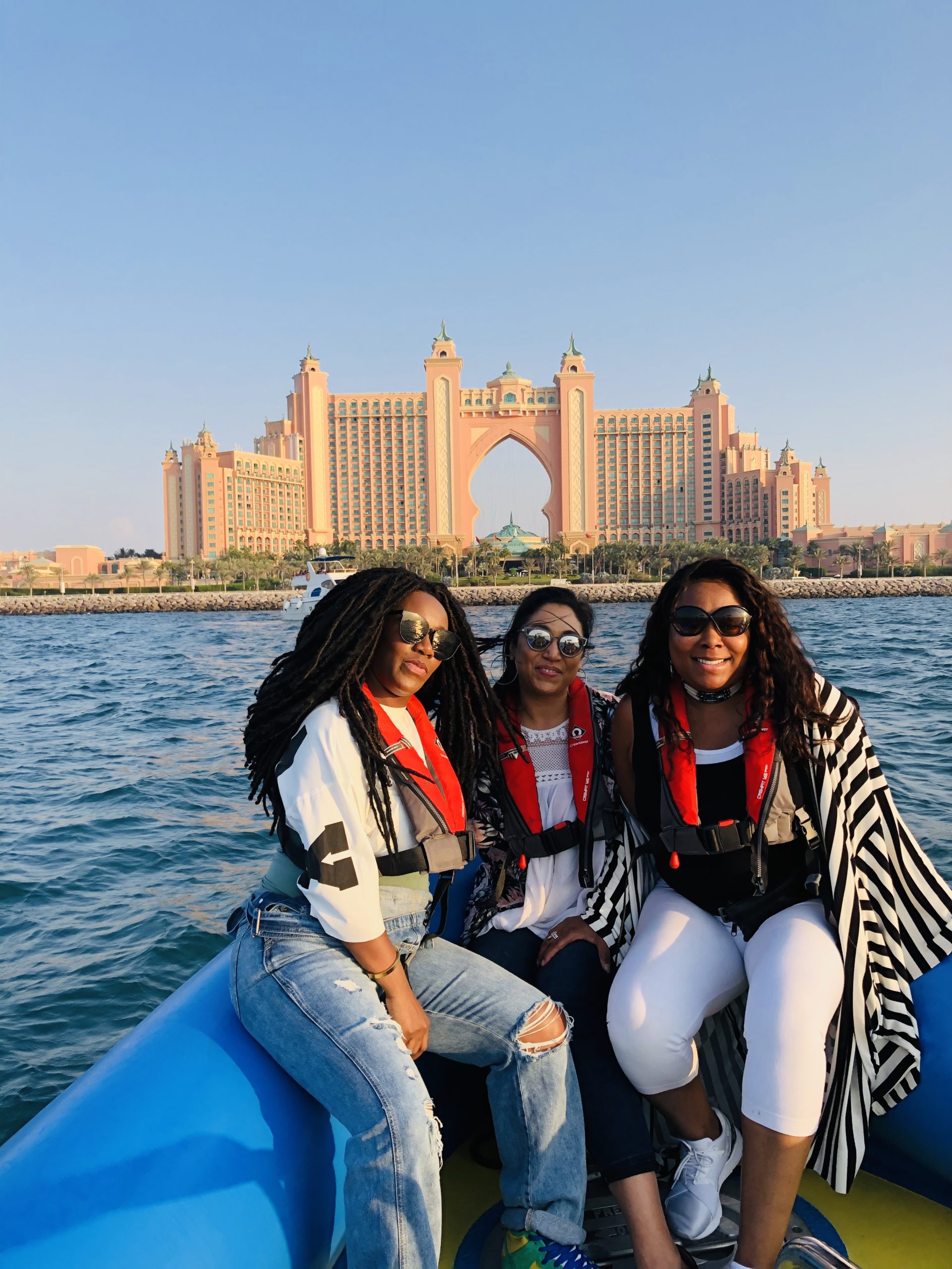 customers during a jet ski stop in front of the Burj Al Arab
